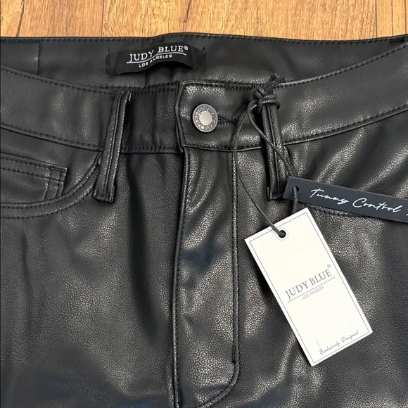 New Judy Blue Faux Black Leather Women's Bootcut Jeans - Picture 2 of 5
